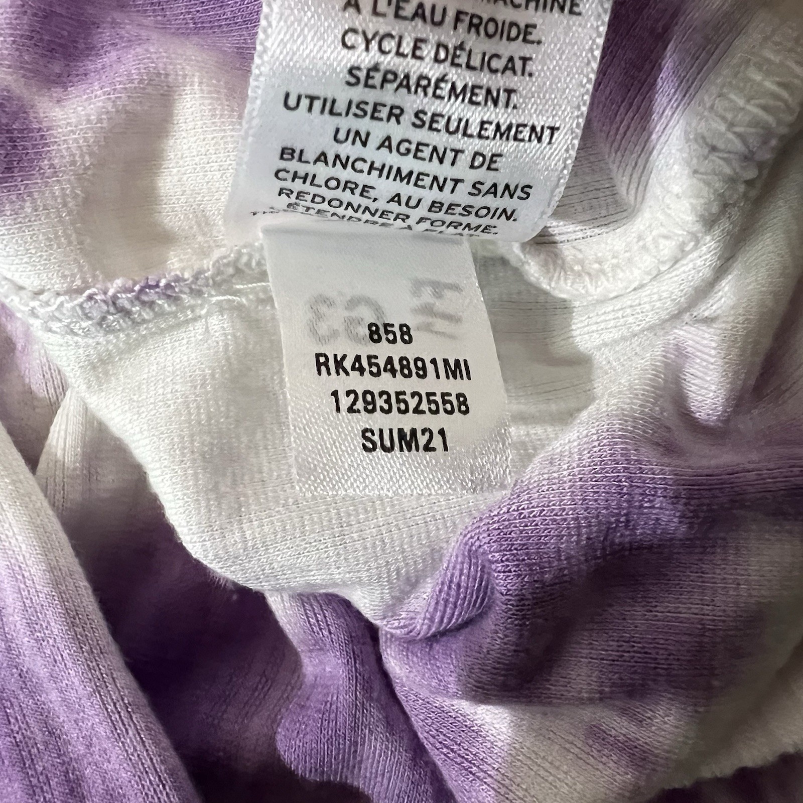 Abound Tank Top Size Medium Purple White Tie Dye Ribbed Jersey Knit Sleeveless