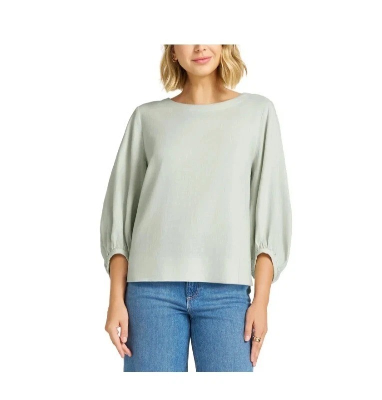 NWT Matty M Women’s L Sage Balloon Sleeve Top 55% Linen 45% Rayon C0410