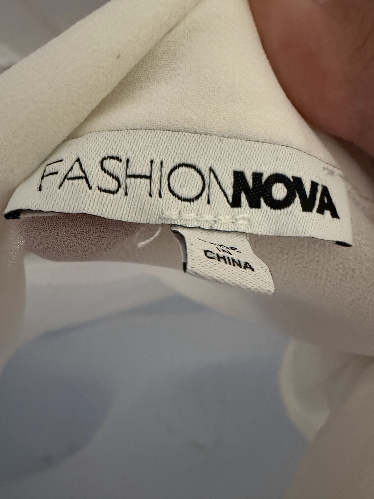 Fashion Nova White Pleated Tuxedo Button Front Sheer Blouse L