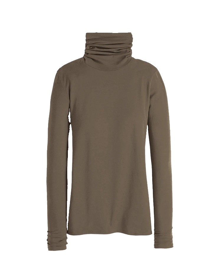 Peruvian Connection Top Womens M Brown Pima Cotton Turtleneck Long Sleeve Soft