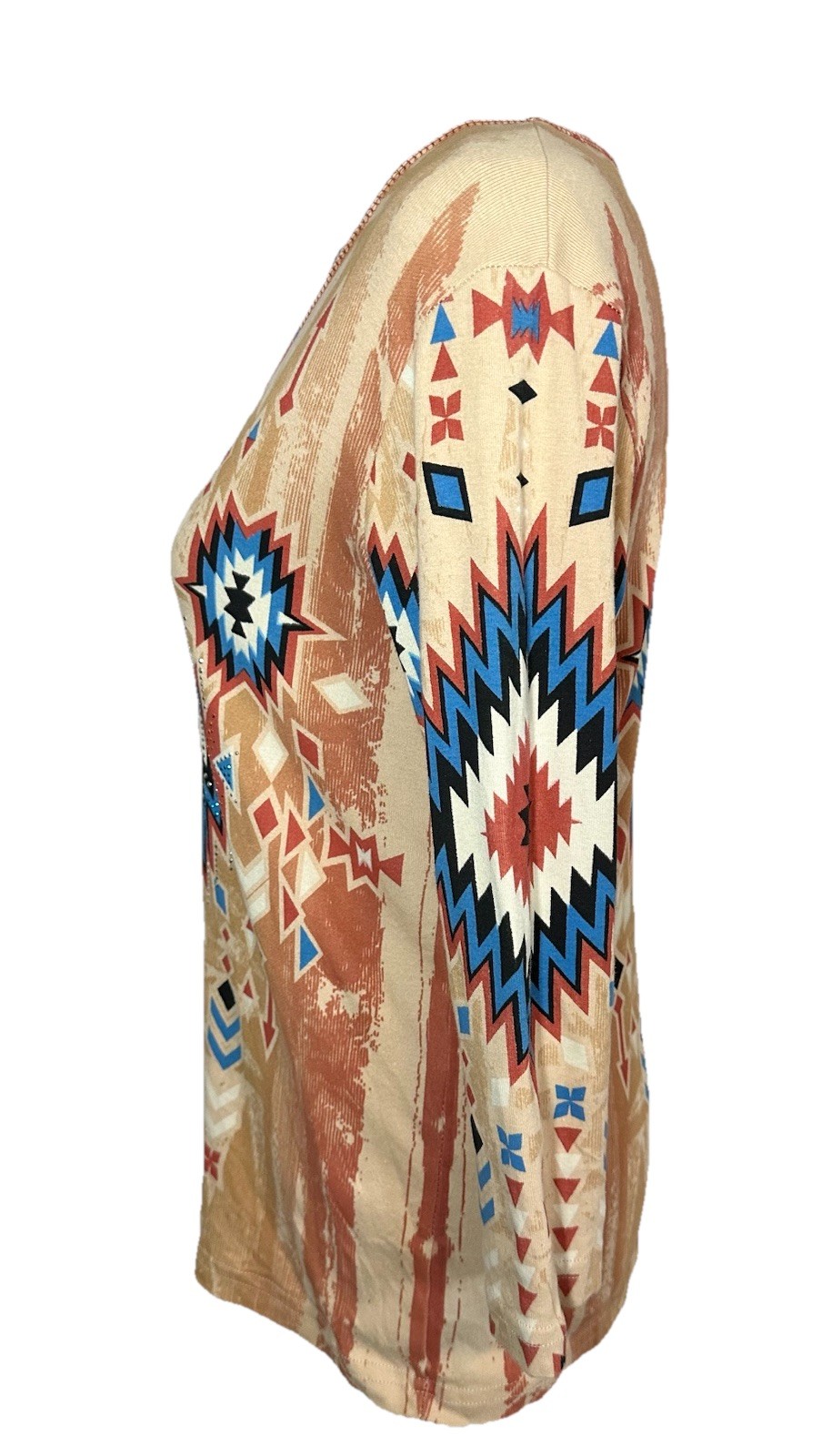 Cactus Bay SMALL Western Aztec Southwest Boho Native Tribal Embellished Shirt