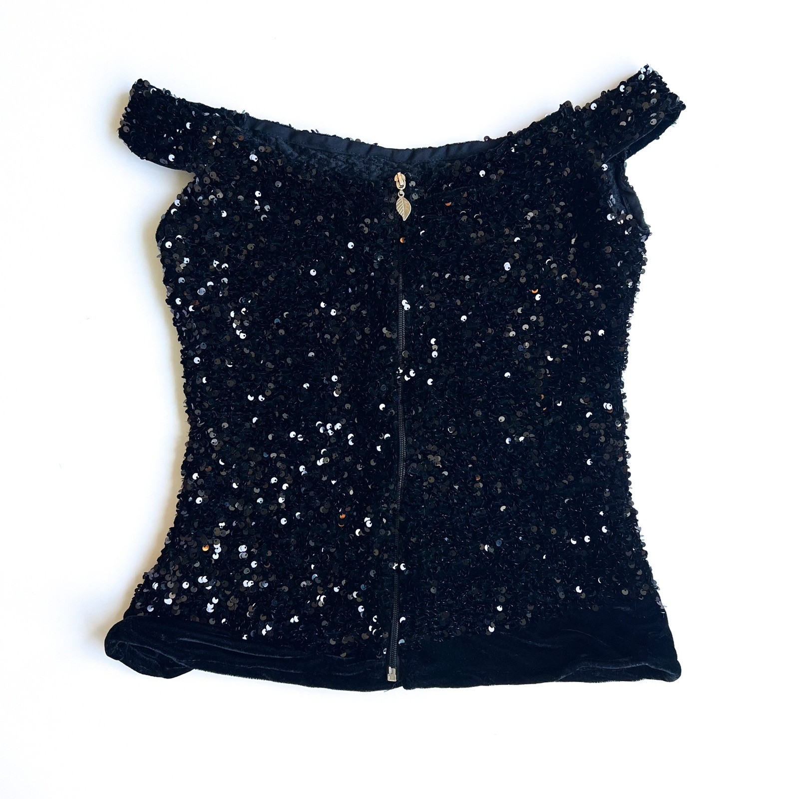 Handmade Velvet and Sequin Formal Boatneck Top