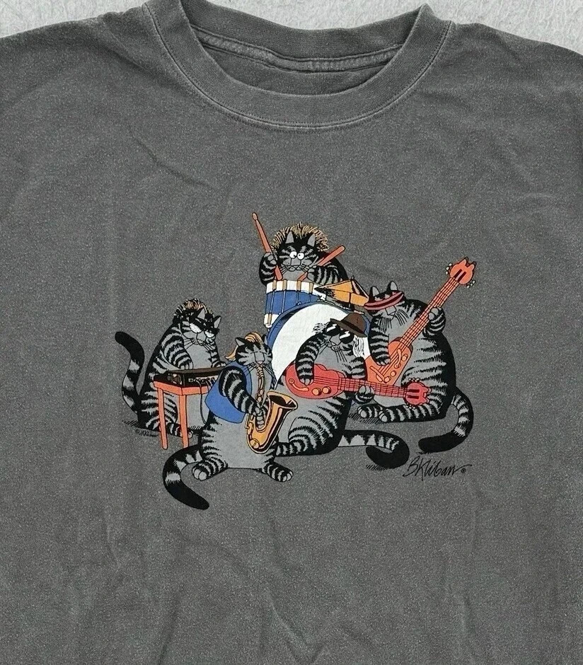 B Kliban Cats Rock & Roll short sleeve charcoal color shirt unisex all size tee