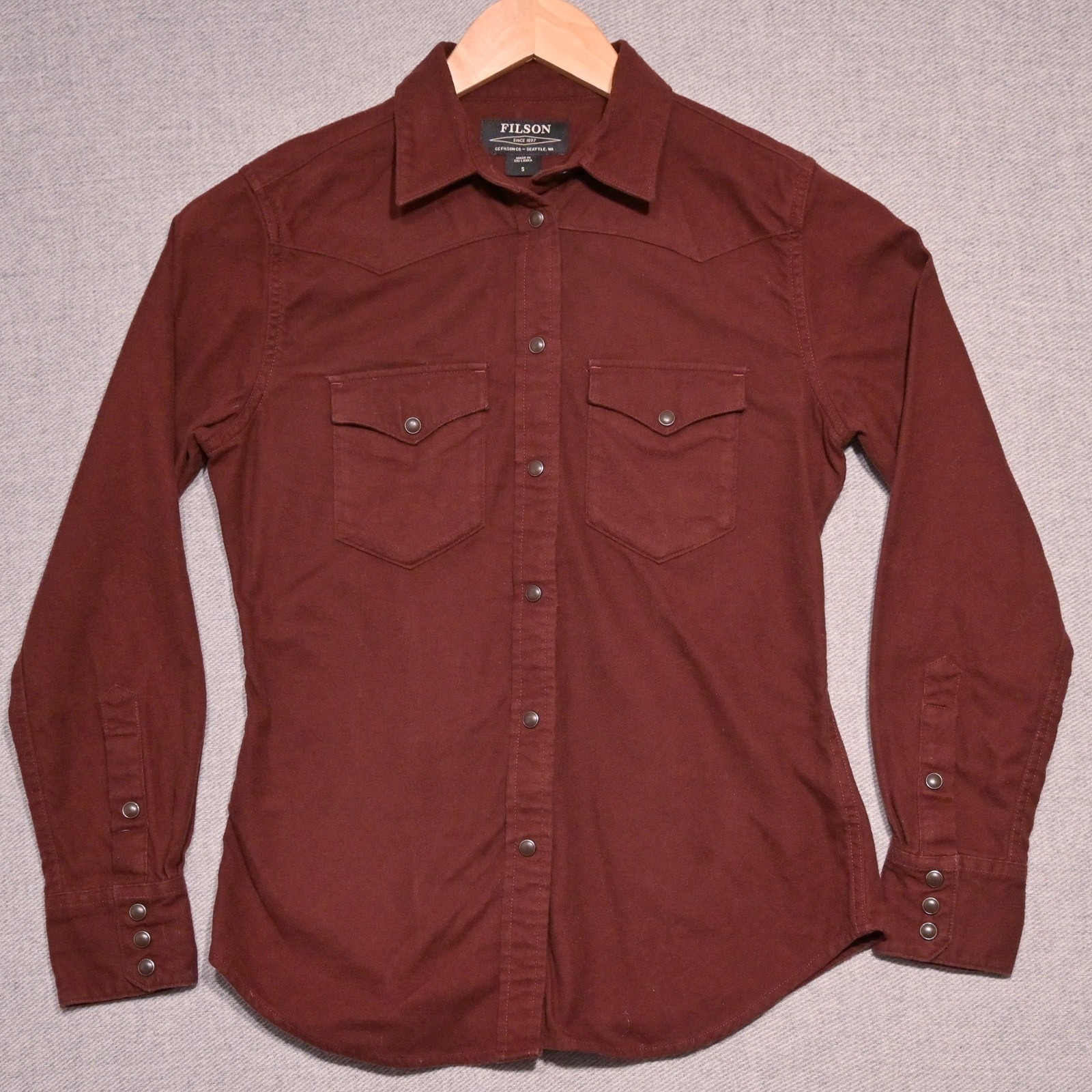 Filson Western Snap Shirt Womens Long Sleeve S Burgundy Sri Lanka