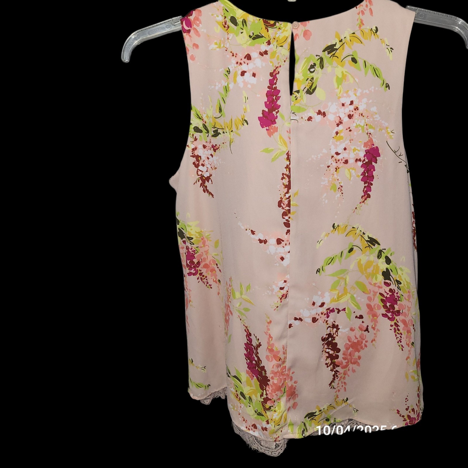 Worthington Women’s Fully Lined Top Blouse Floral Delicate Lace Shell Size L