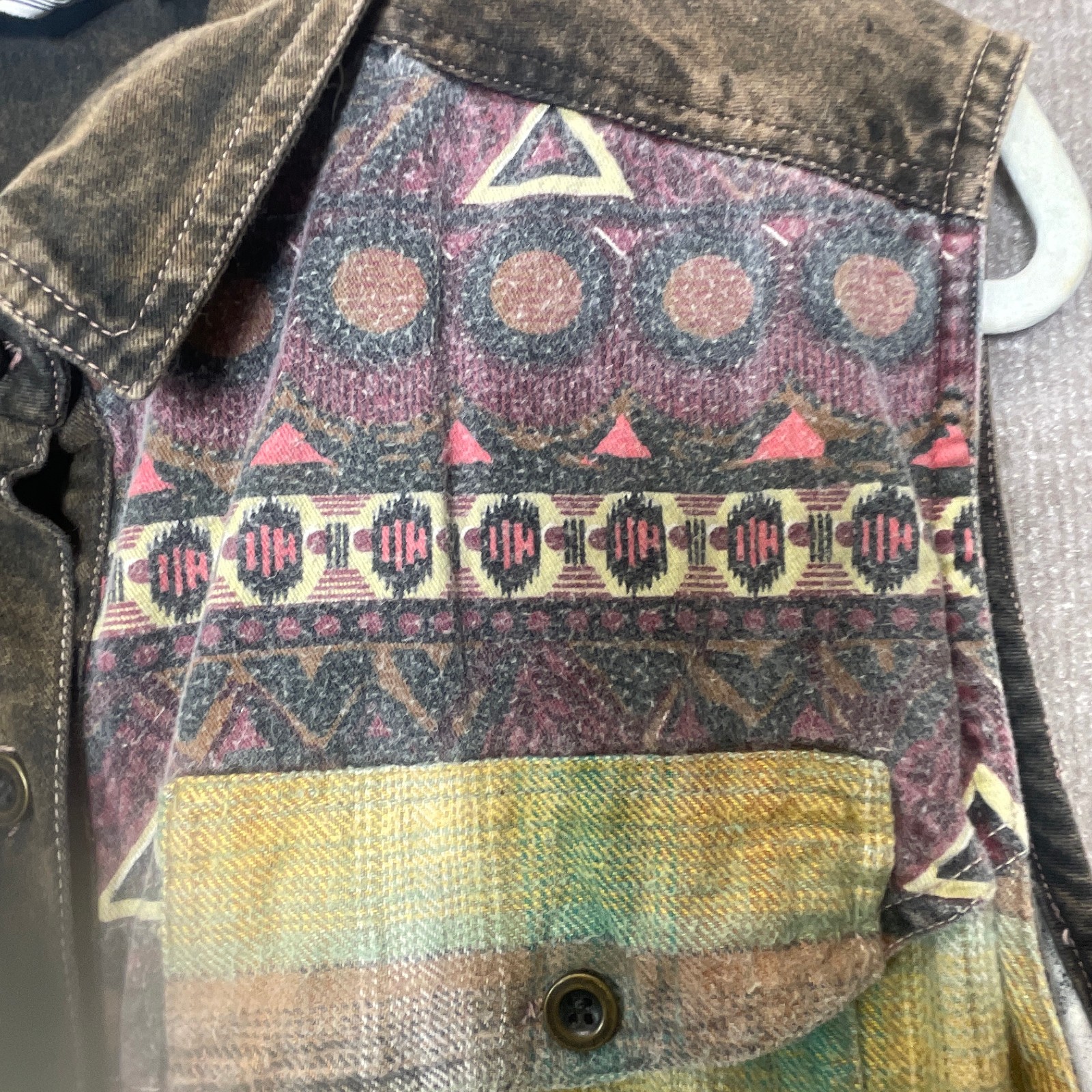 Arrived Vest Womens M Western Aztec Tribal Patchwork Boho Festival Grunge Hippie