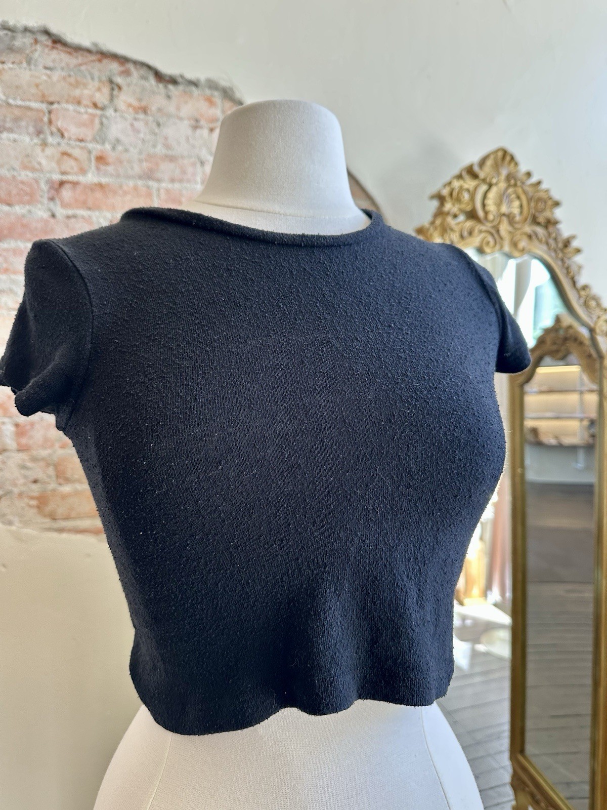 Ozma Raw Silk Lou Tee in Black SMALL
