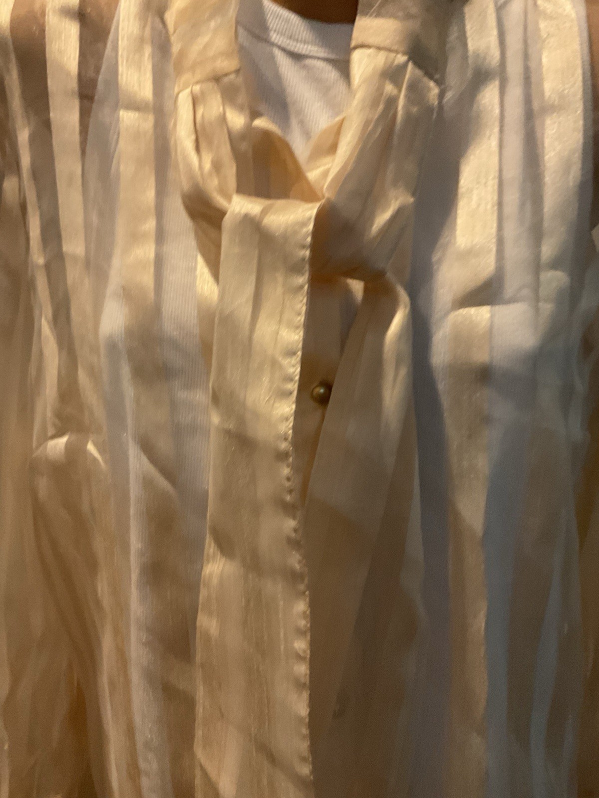 Howdy Hanny Cream Stripe Tie Bow Blouse Women’s Size Large NWT