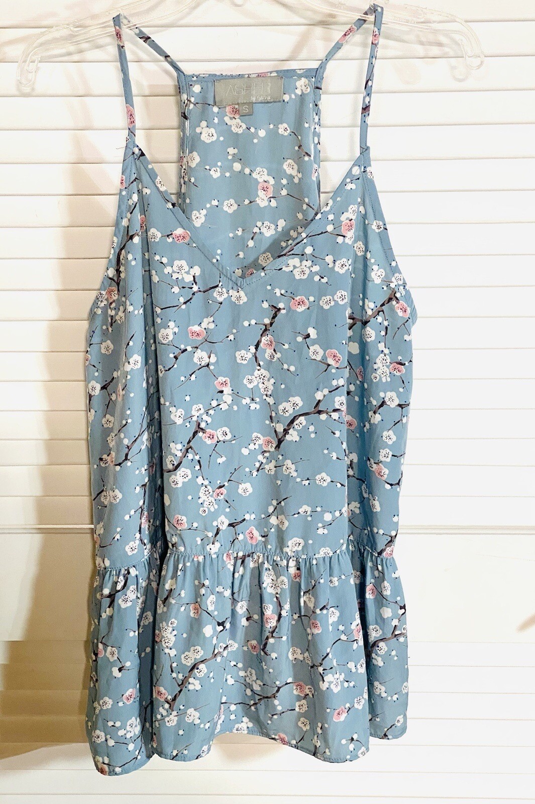 ASHER by Fab’rik Size Small Floral Tunic Sleeveless bottom Ruffle Women EUC