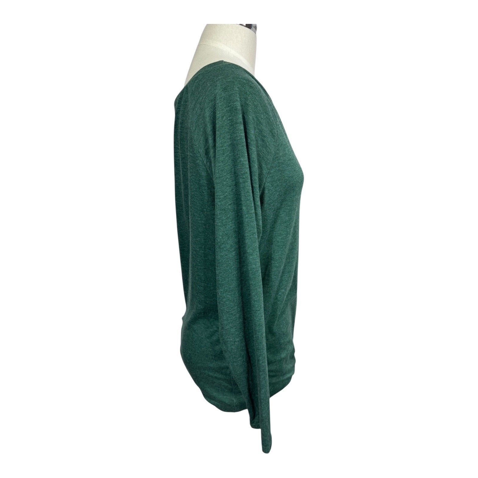 Temofon Cold Shoulder Long Sleeve Twist Hem Top Green Casual Women’s Small
