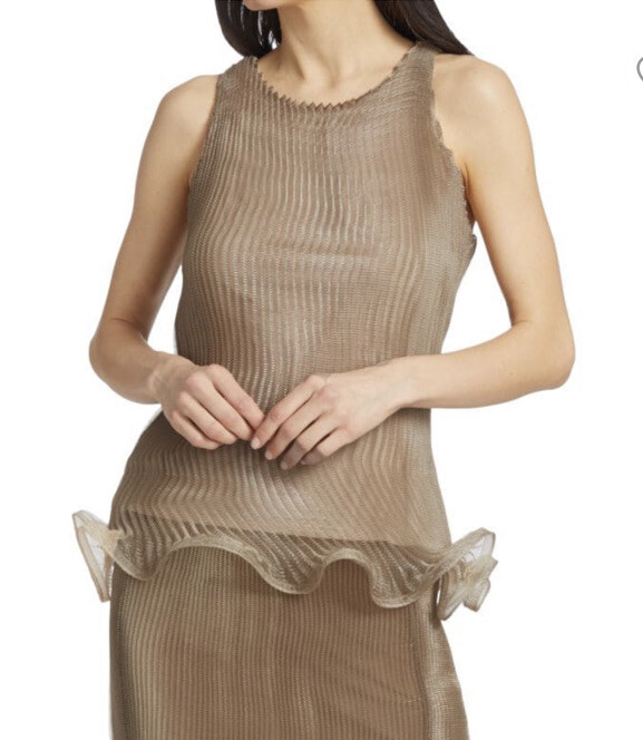 New $2385 GIVENCHY Flared Hem Organza Top Color: PALE GOLDEN One Size Italy