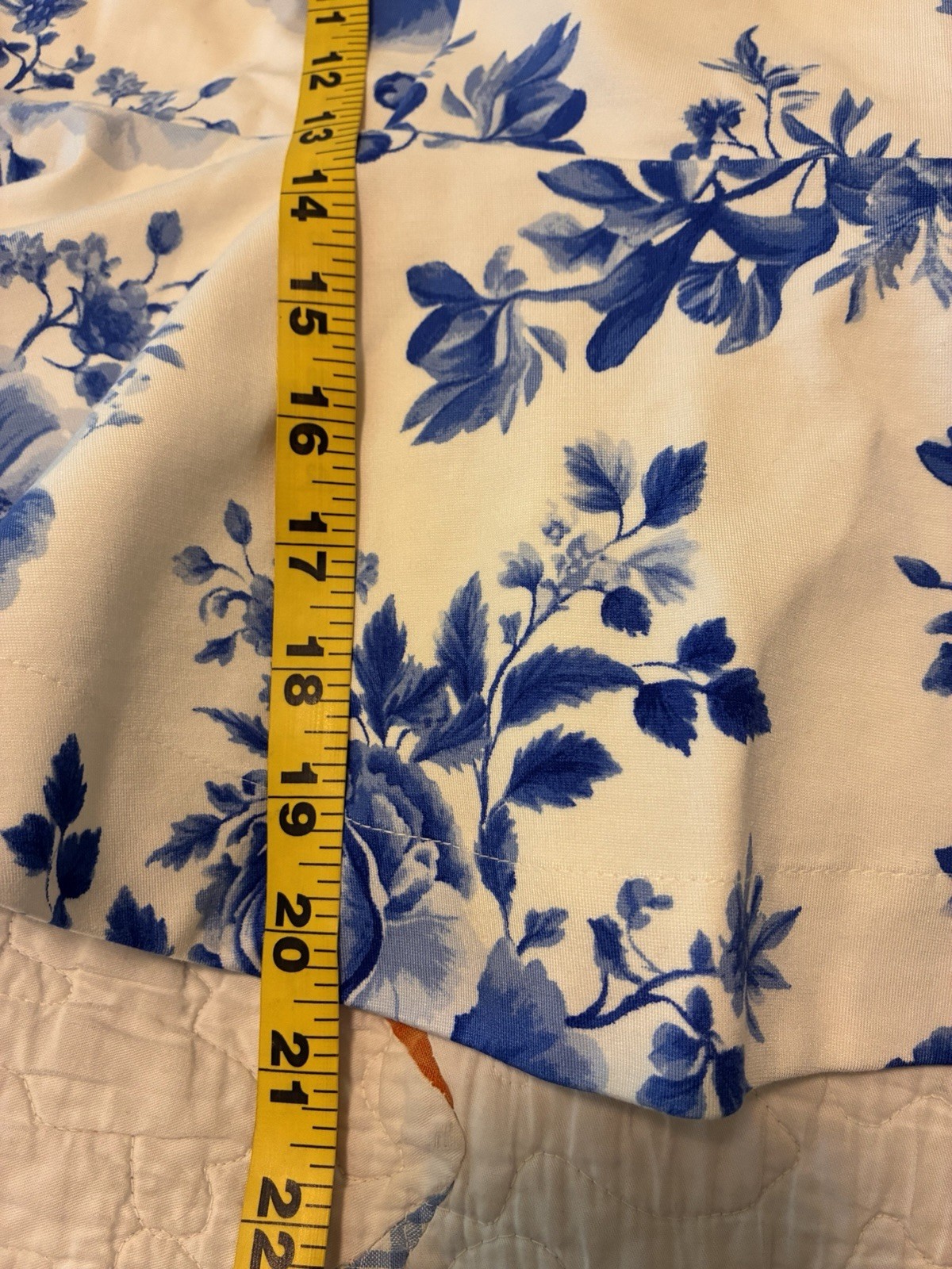 Anthropologie Maeve size XL square neck peplum top blue & white floral toile