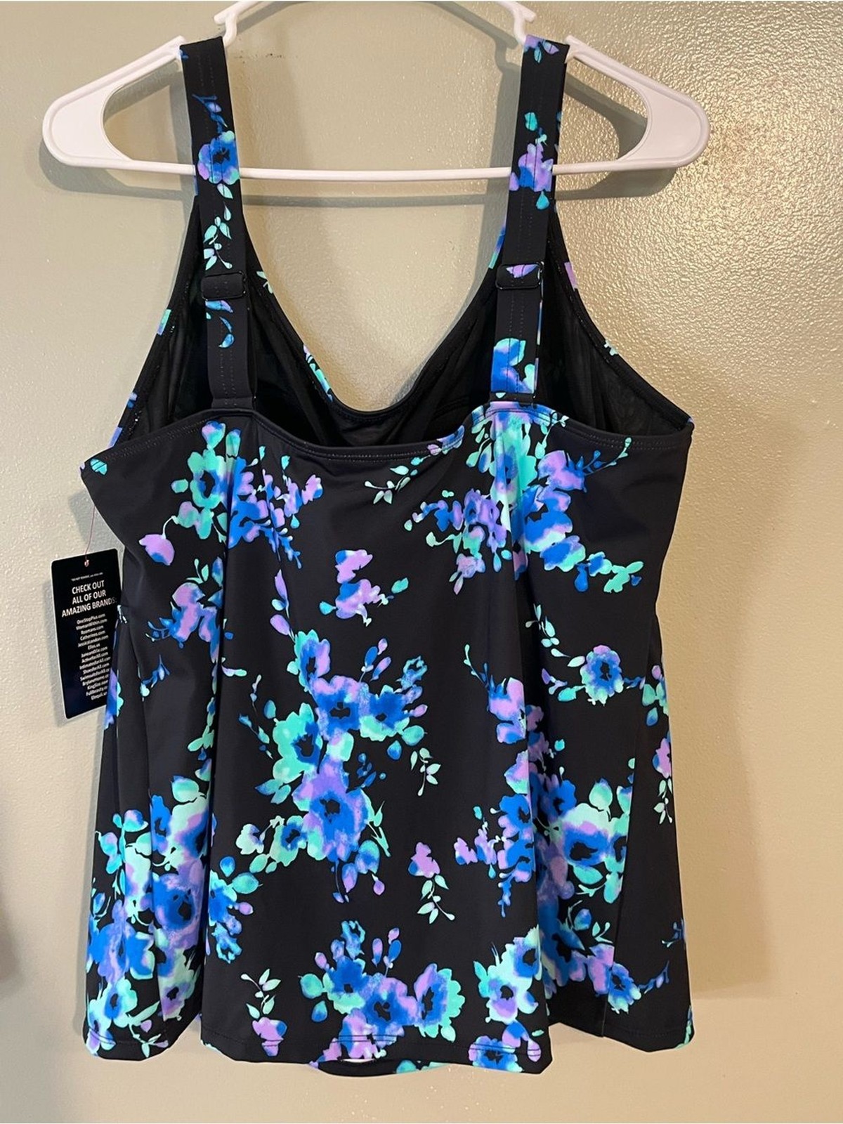 Swimsuit For All Womens Tankini Swim Top Blue Floral Size 20 NWT