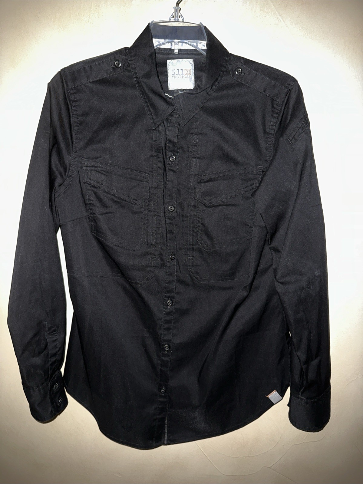 5.11 Tactical Shirt Womens Small Petite Black Long Slv Poly/cotton Button Up