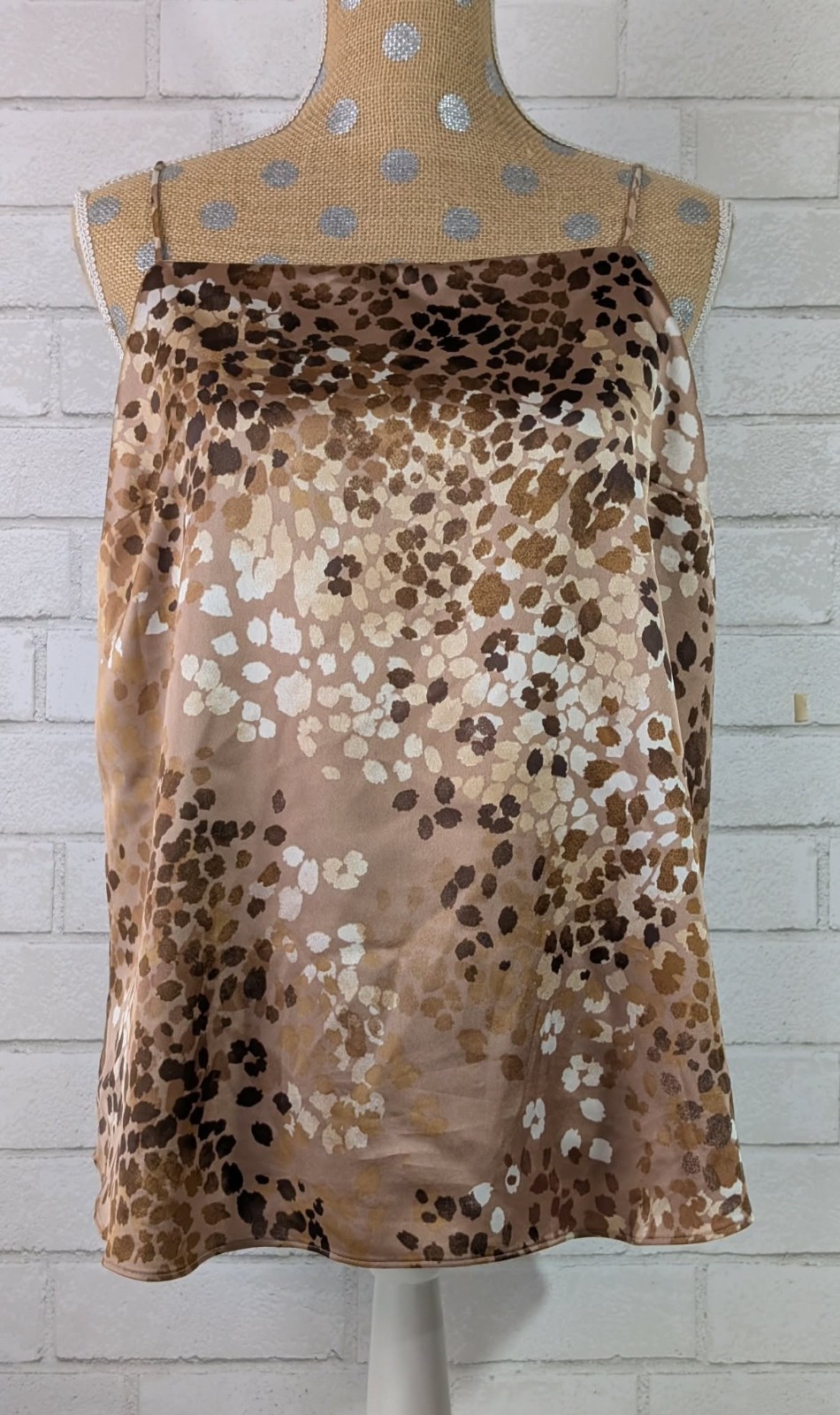 Ann Taylor Women’s Animal Print Satin Cami Tank Top Adjustable Spaghetti Straps