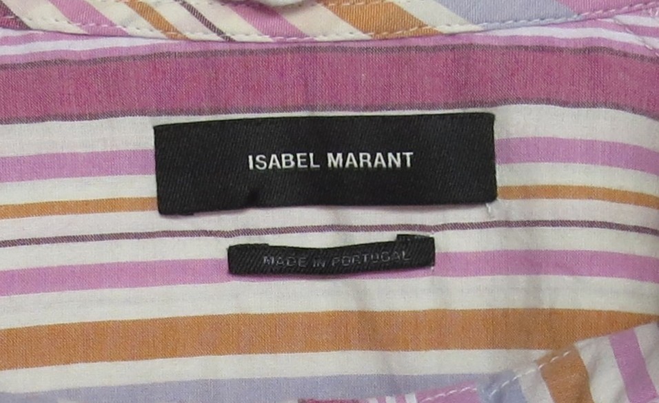 ISABEL MARANT Therese striped pink cotton ruffle shirt FR 34 US 2 XS