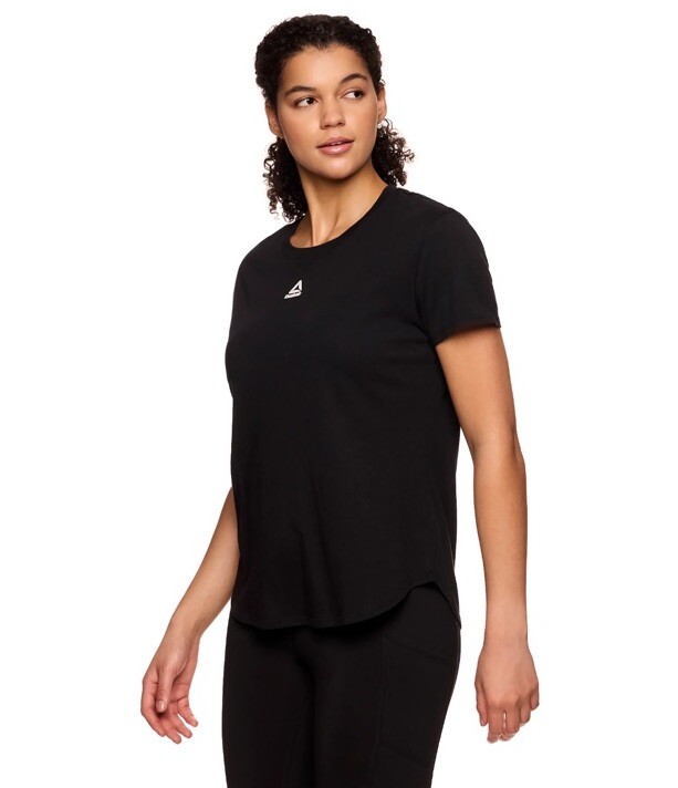 Medium Reebok Women’s Identity Short Sleeve T-Shirt Black Soft Breathable Size M