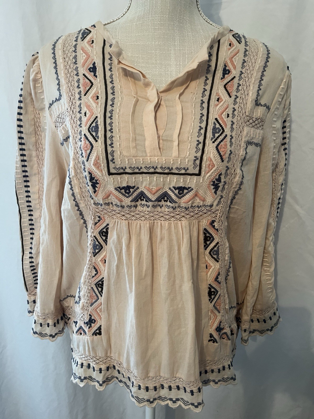 Rebecca Taylor size 10 Esme ballet combo cotton embroidered boho top