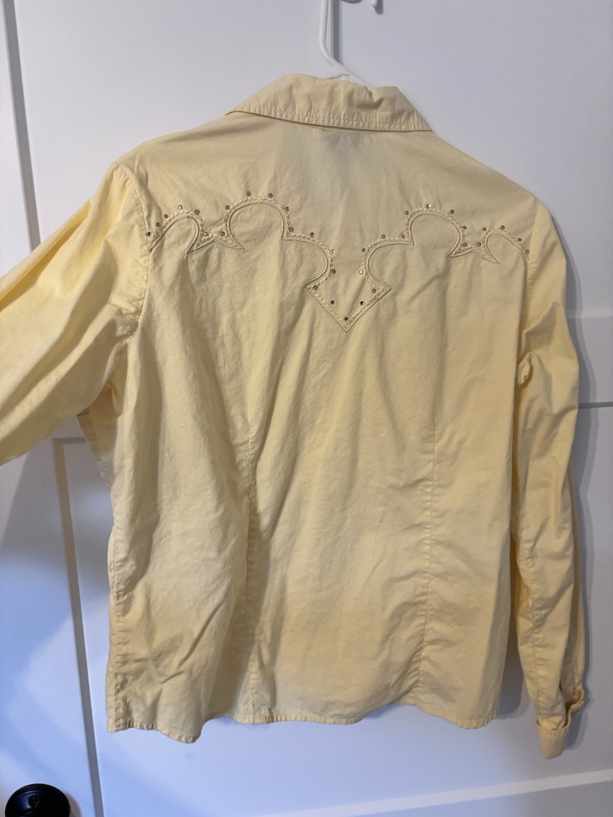 Life Style Yellow Western Shirt Large Embellished Cowgirl