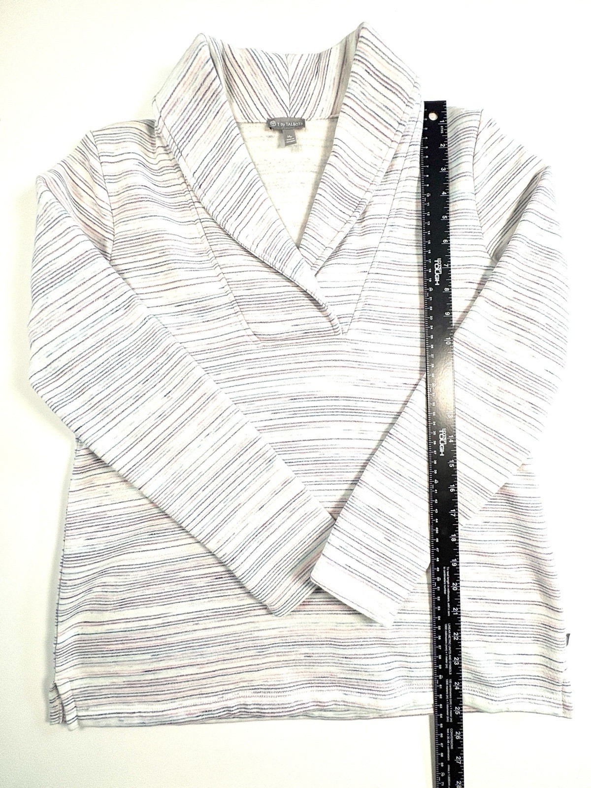 Talbots Shawl Collar Fleece Top Medium Space Dye Stripes