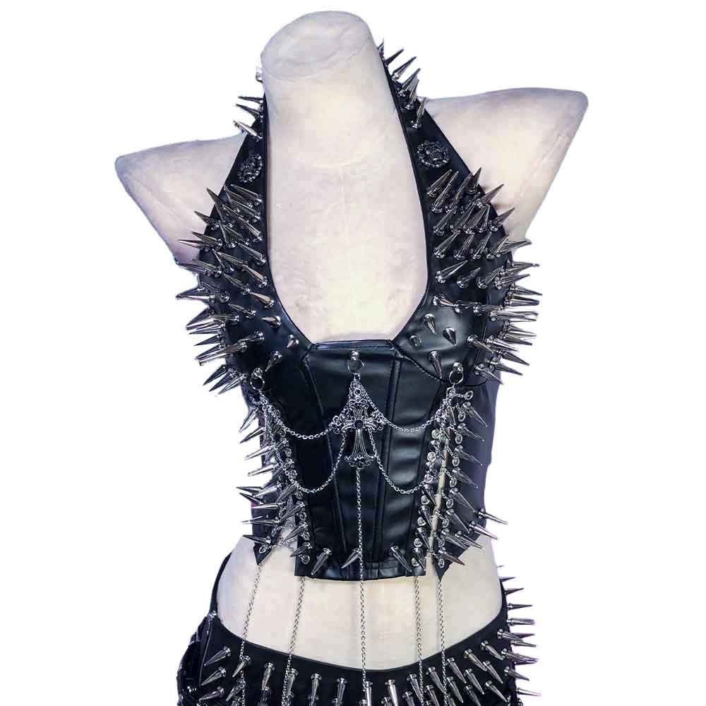 Goth Tops Spiked Gothic Tank Y2K Emo Clothing Punk Rock Clothes Vkei Grunge Q2