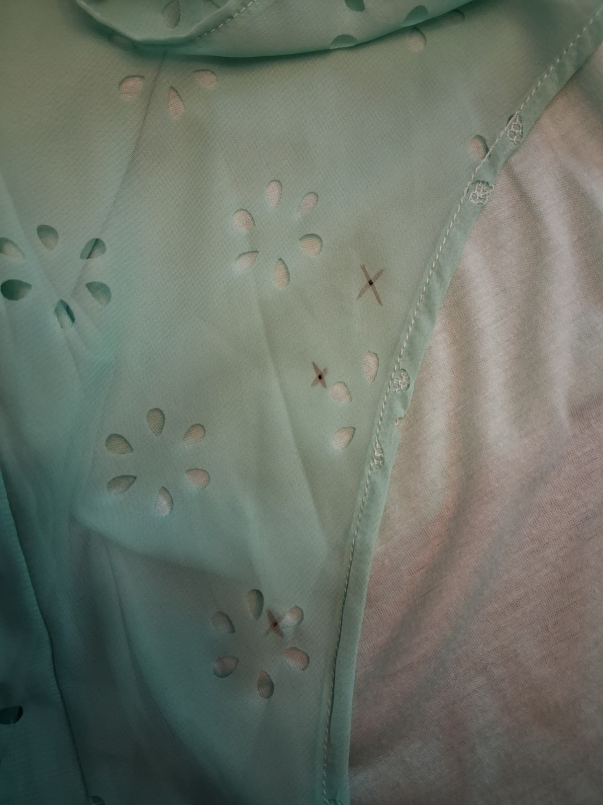 Charming Charlie Mint Chiffon Eyelet Overlay Cami Tank Spaghetti Strap L