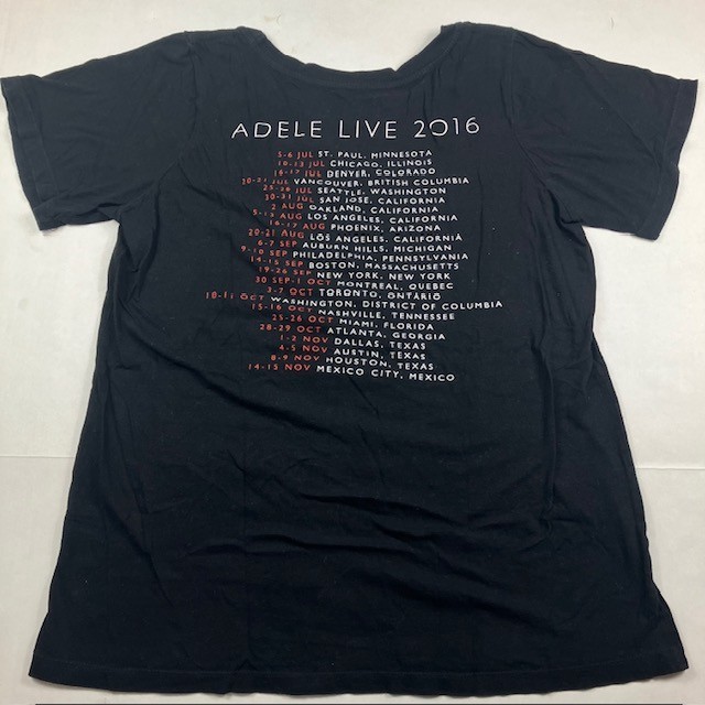 Adele Concert Shirt Live 2016 Graphic Black Short Sleeve Big Face Tour Tee L