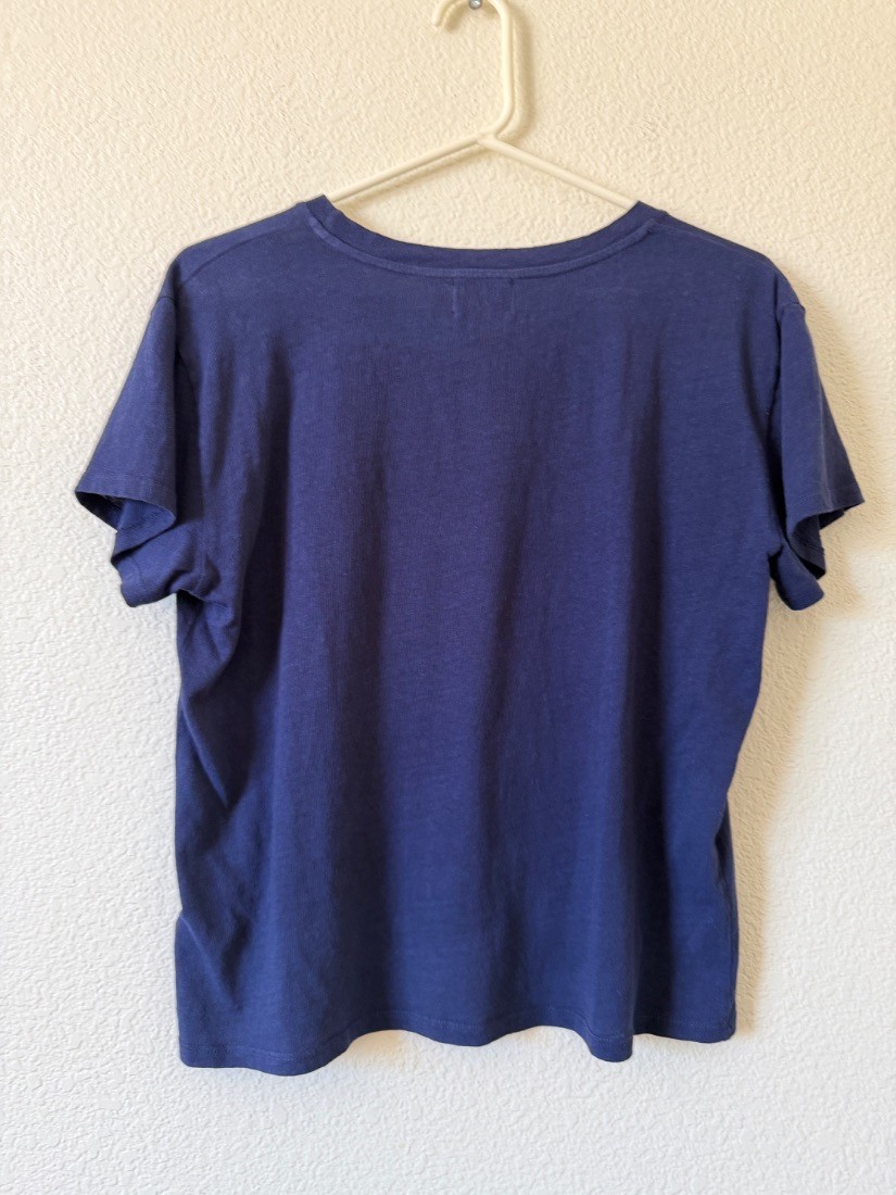 Nation Ltd Womens Navy Blue 100% Recycled Cotton Crew Neck Tee Shirt Size M