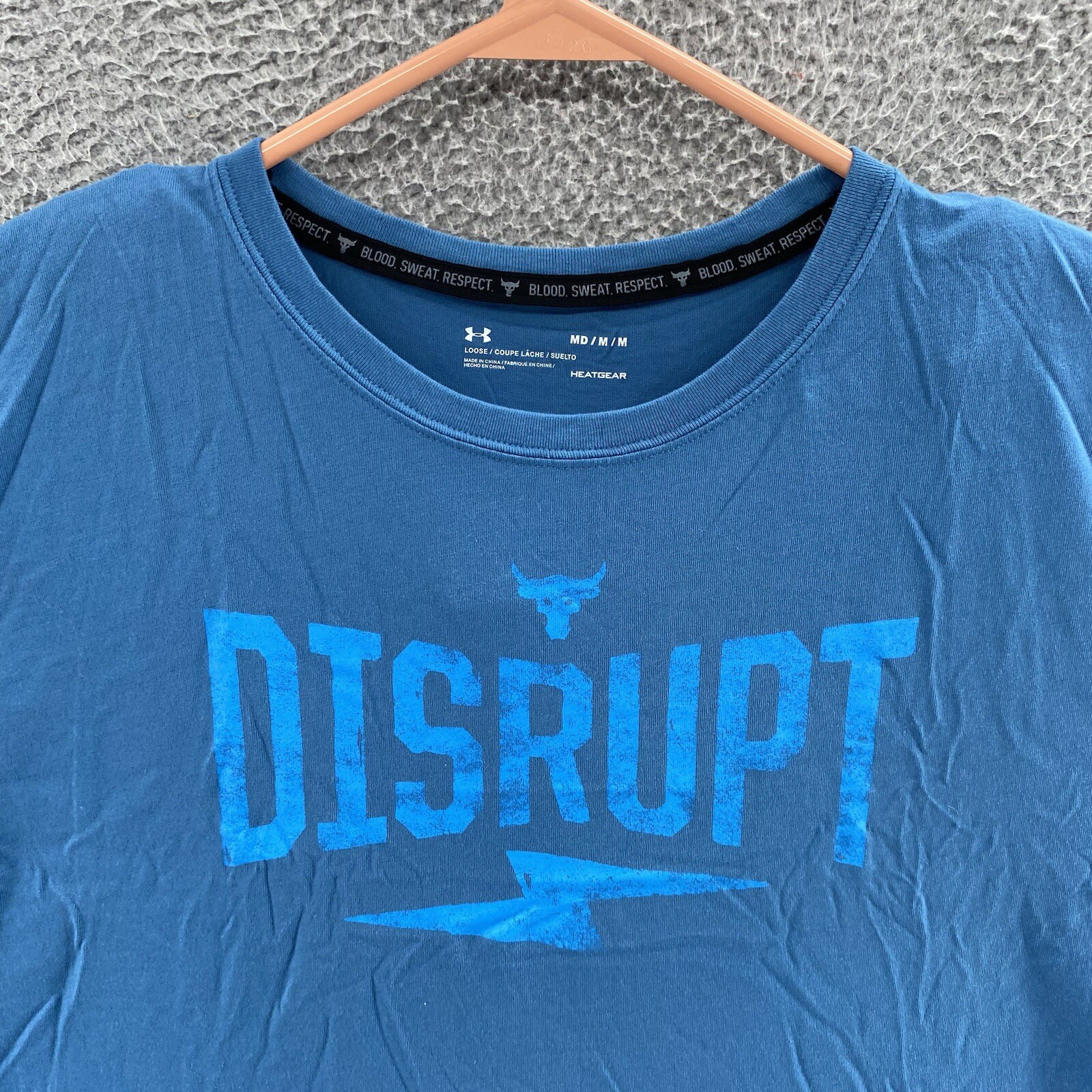 Under Armour T Shirt Women Medium Blue Project Rock Dwayne Sport Gym Workout