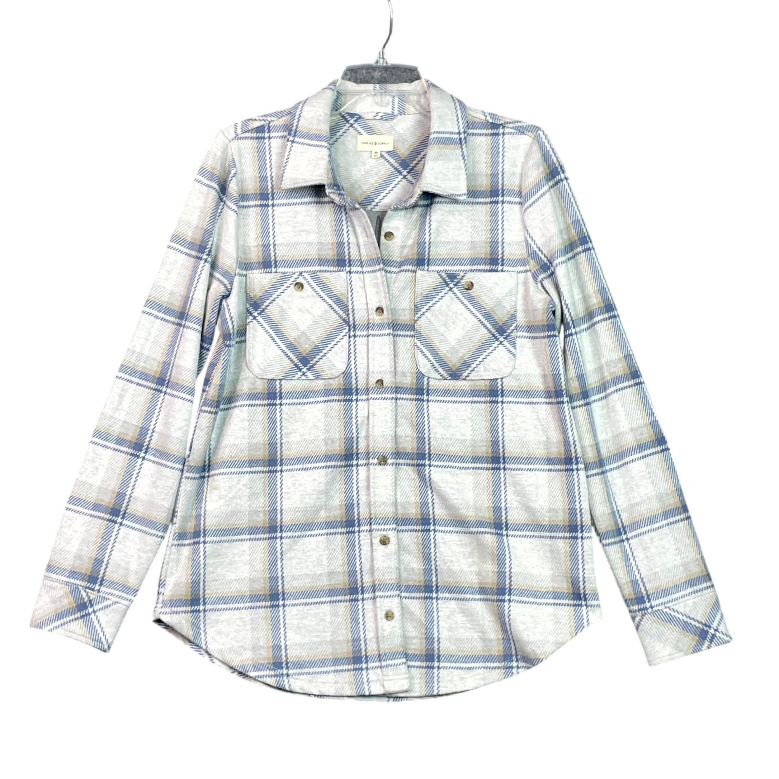 Thread & Supply Shirt Womens Medium Plaid Lewis Soft Luxe Button Up Comfort Wear