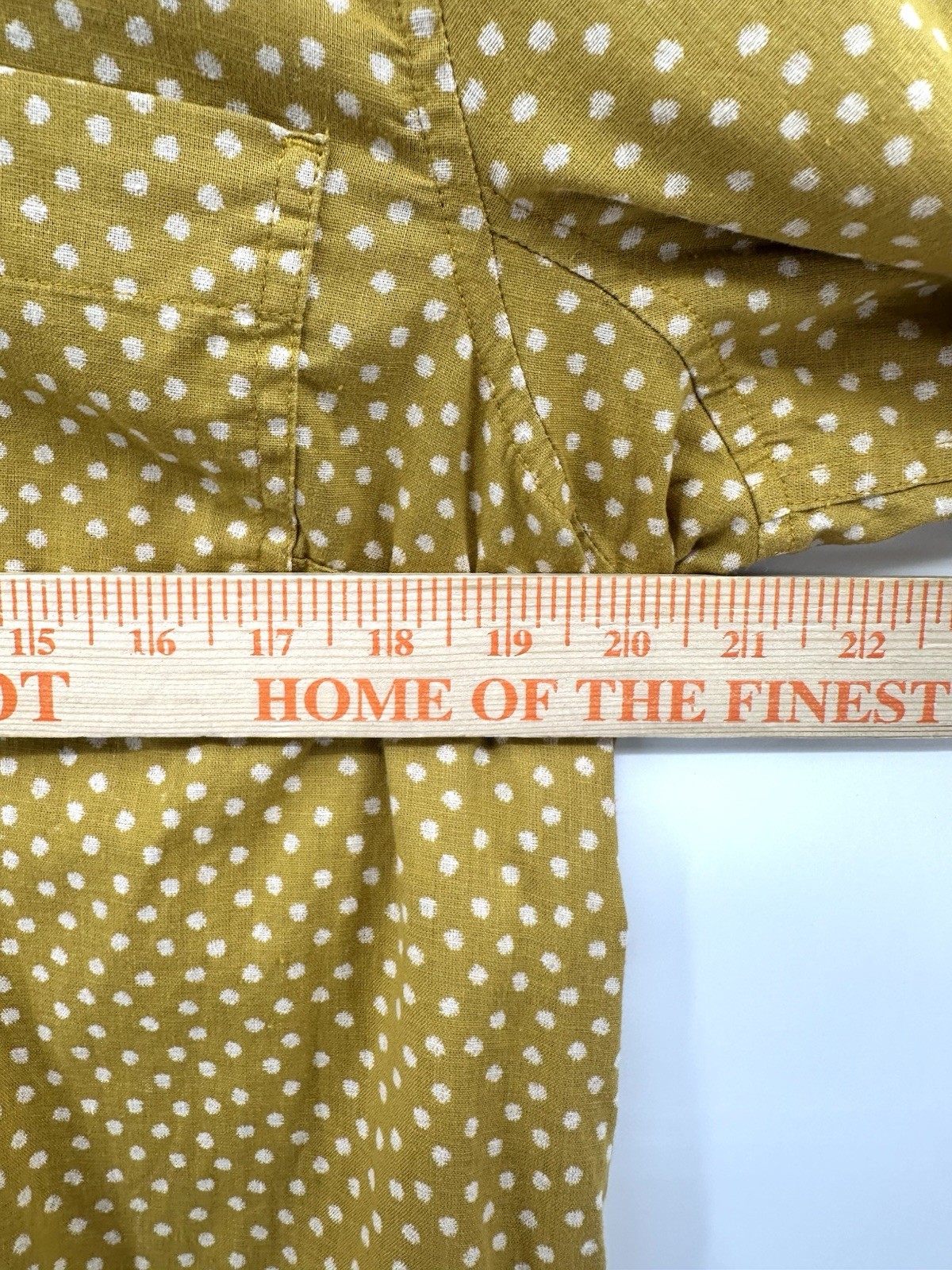 Duluth Trading Co Buttery Yellow Polka Dot Hemp Cotton Button Shirt OutdoorsYY07