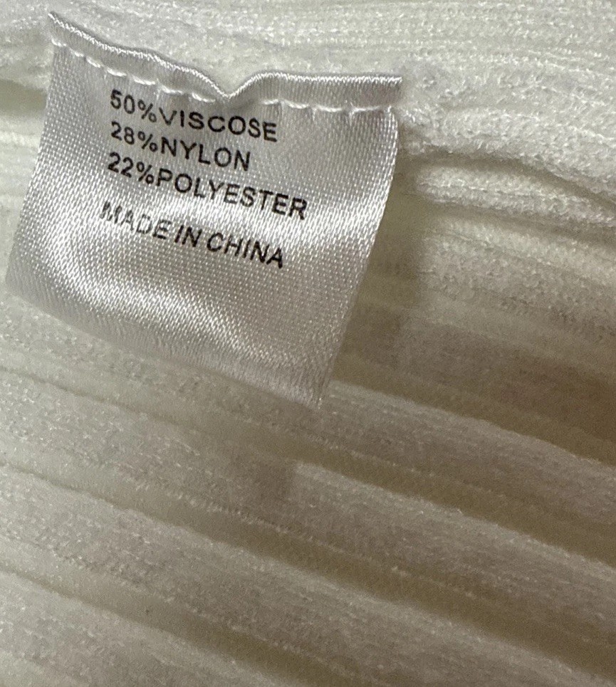 Zesica Cream Ribbed Knit Top Square Neck S Basic Stretch Beige Ivory Bodycon