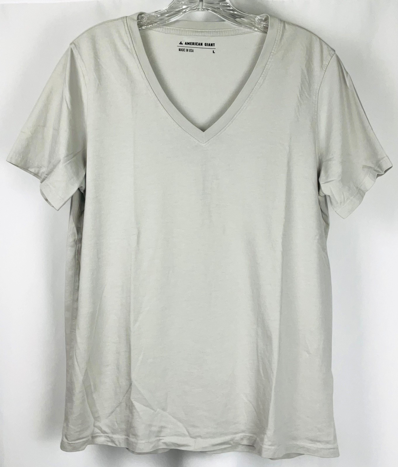 AMERICAN GIANT Silver Gray Women’s Classic V Neck Tee Shirt Supima Cotton – L