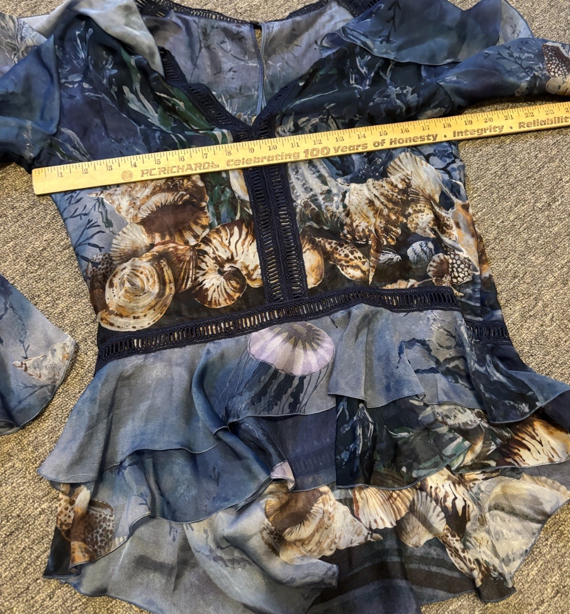 Alberta Ferretti Runway Resort 2017 Ocean Themed Silk Blouse Top Only Read Descr