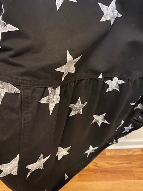 NWT Miss Sparkling White Star Print Black Shirt Jacket Shacket Silver Snaps XL