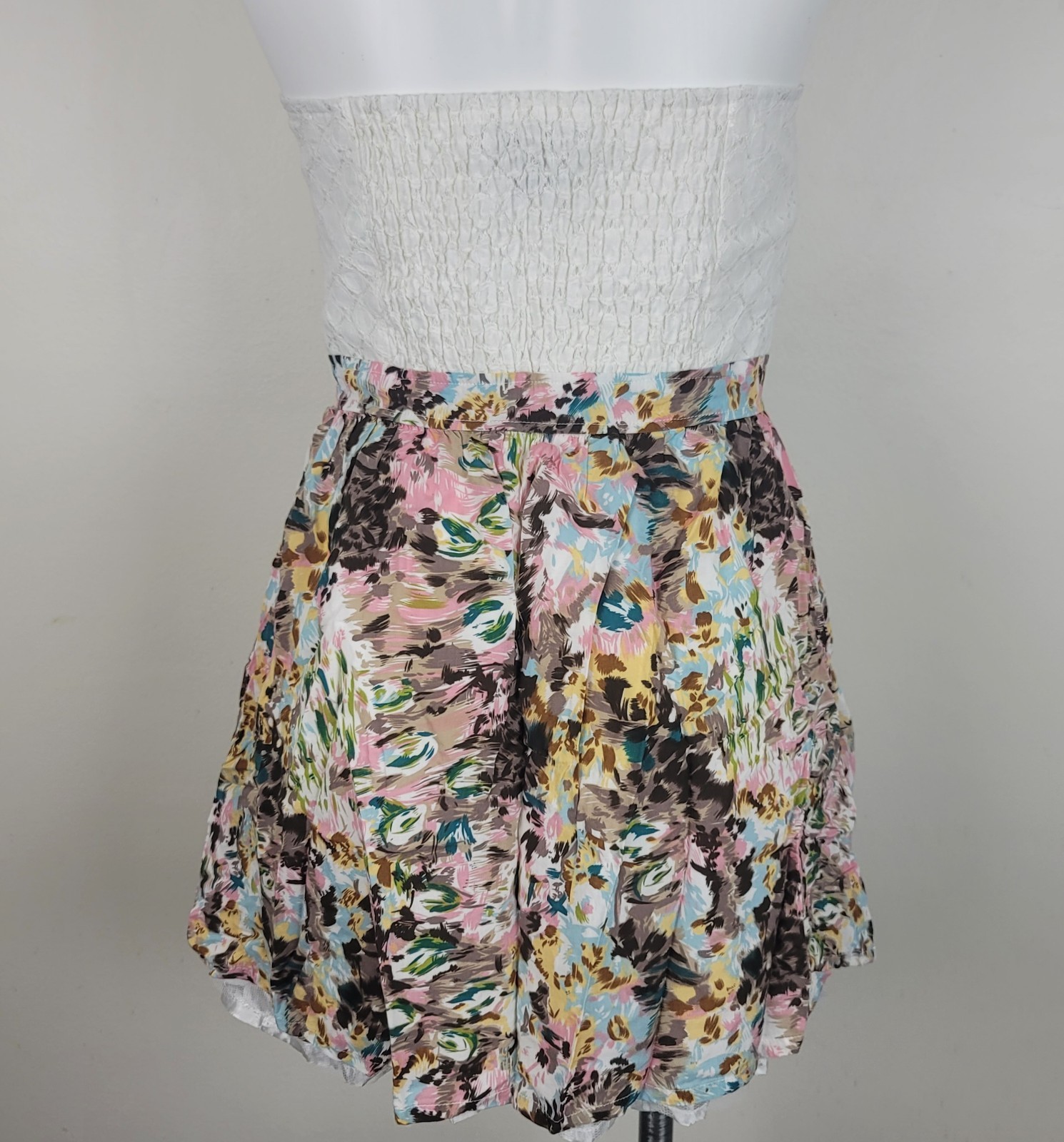 Swool Floral Print Sweeatheart Short A-Line Side Zip Dress Junior’s Size L