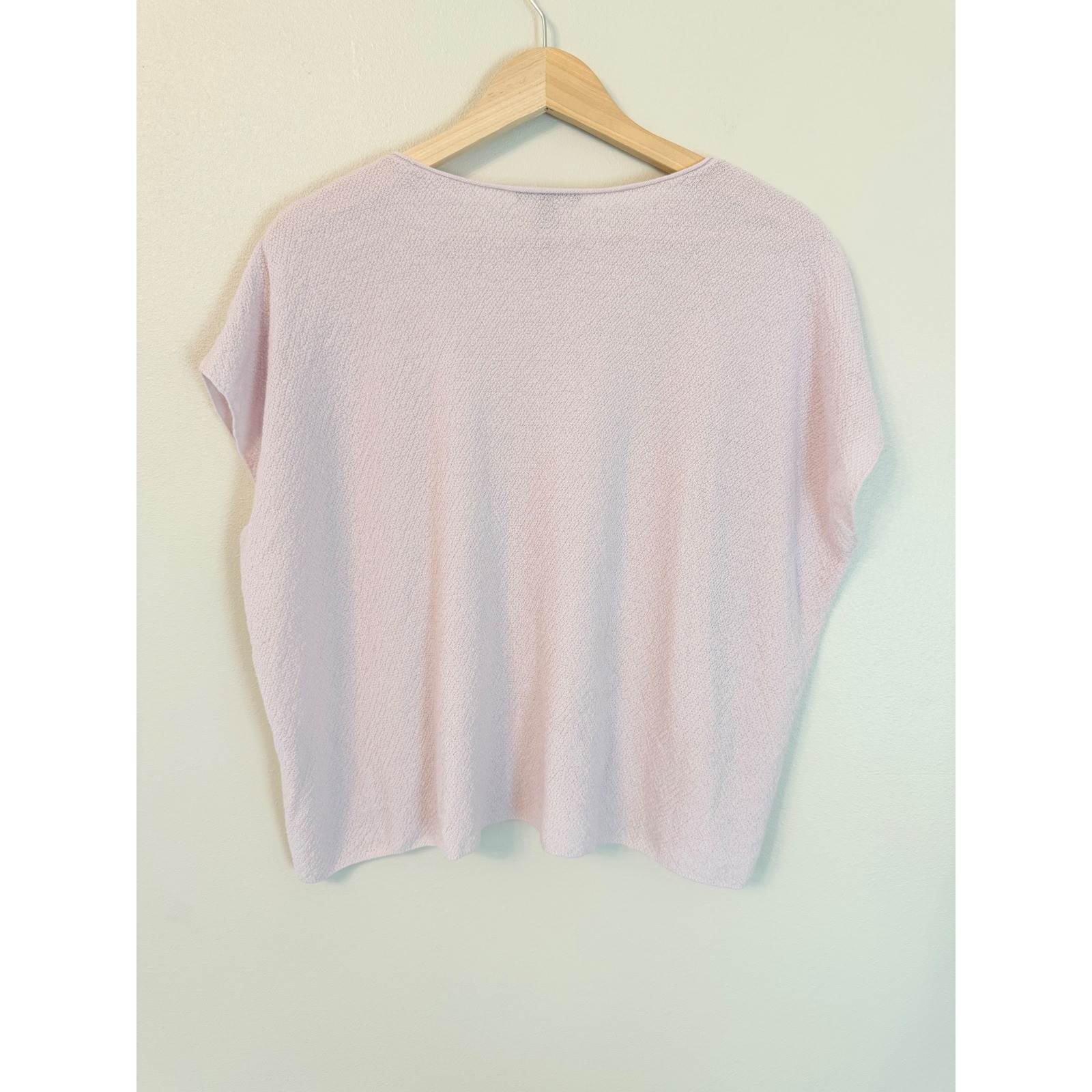 Eileen Fisher Merino Wool Crepe Boxy Top L Crystal Pink Italian Yarn