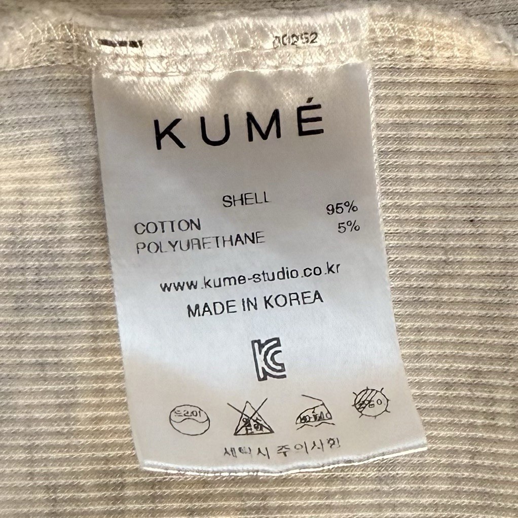 KUME Ribbed Short Sleeve T-Shirt Women’s Beige Cotton Stretch Korea Size S