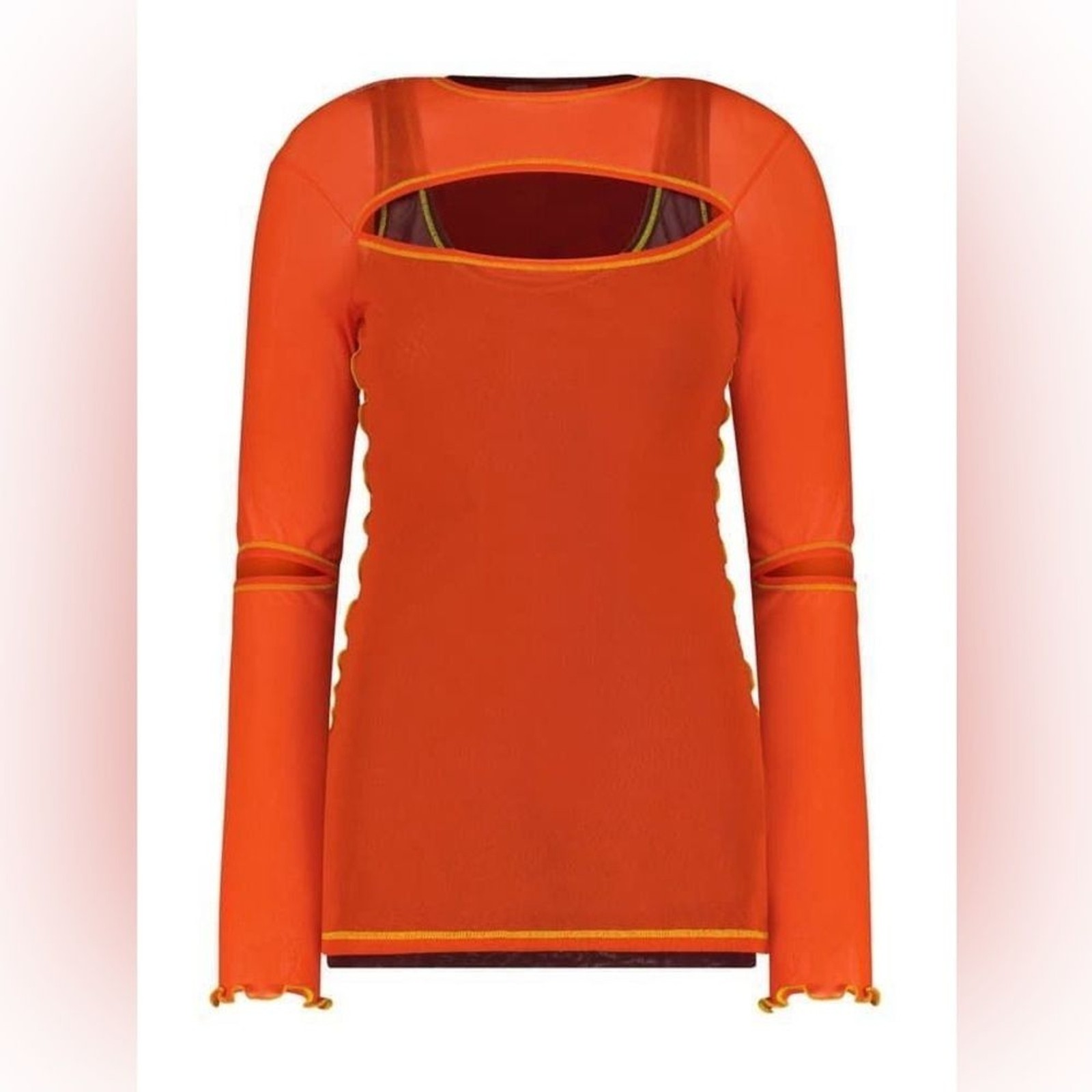 NWT! MARINA MOSCONE stretch mesh cut out layering TOP M/L
