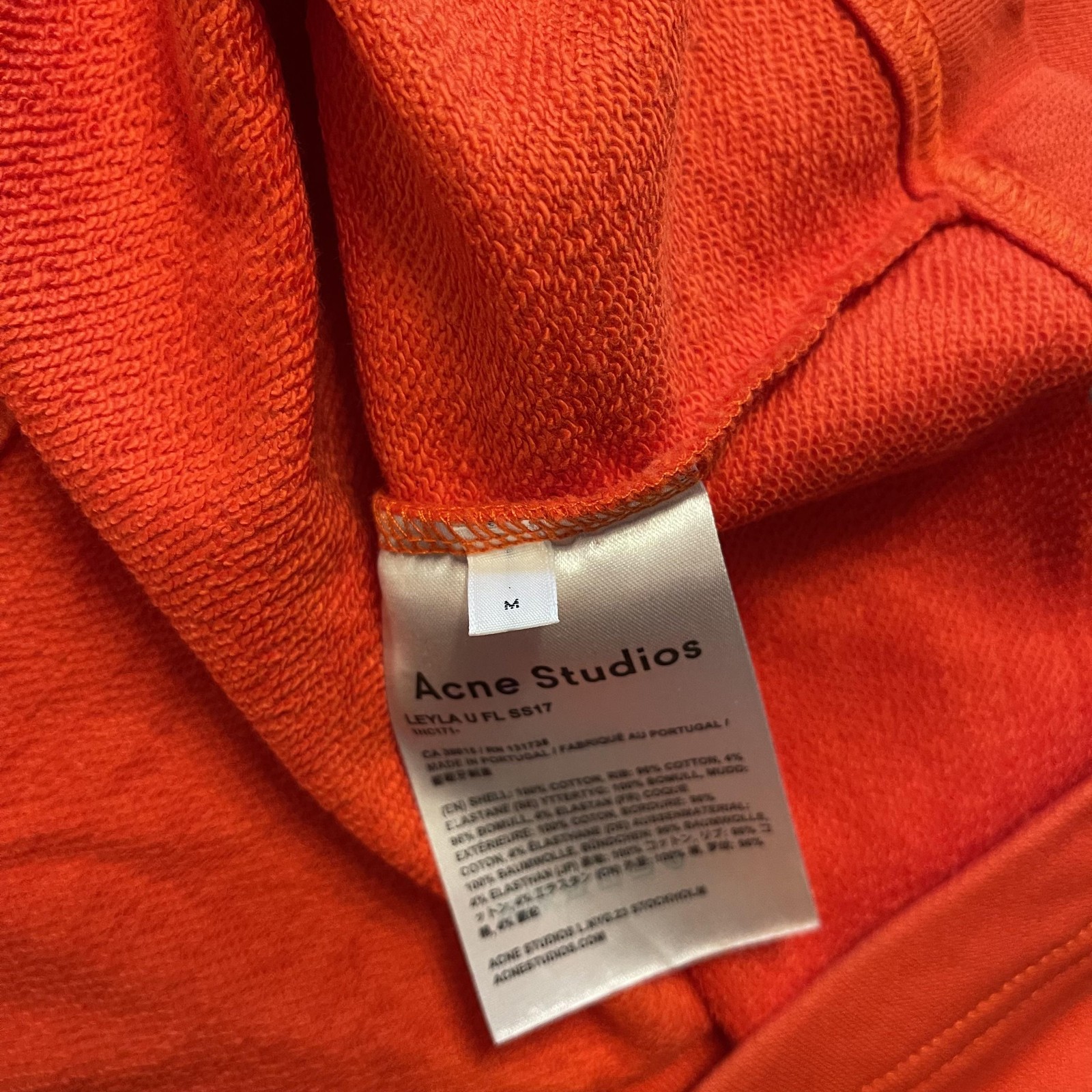 Acne Studios Sweatshirt Womens Medium Orange Leyla U FL SS17 Oversized Tunic