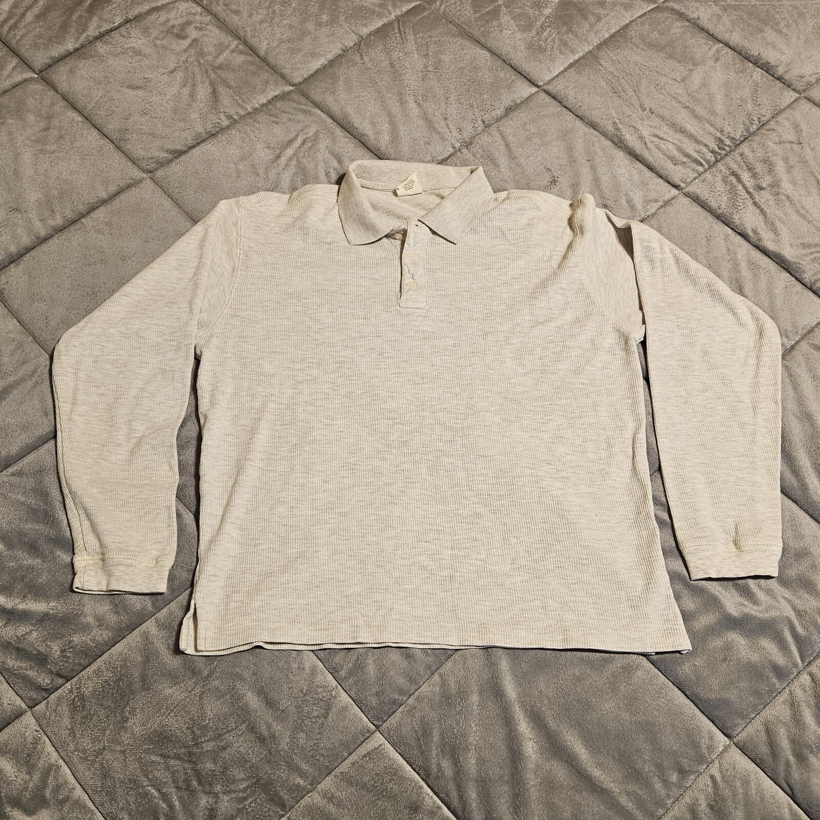 Old Navy Women’s Long-Sleeved Shirt – Small, Beige, Cotton Blend, Spread Collar