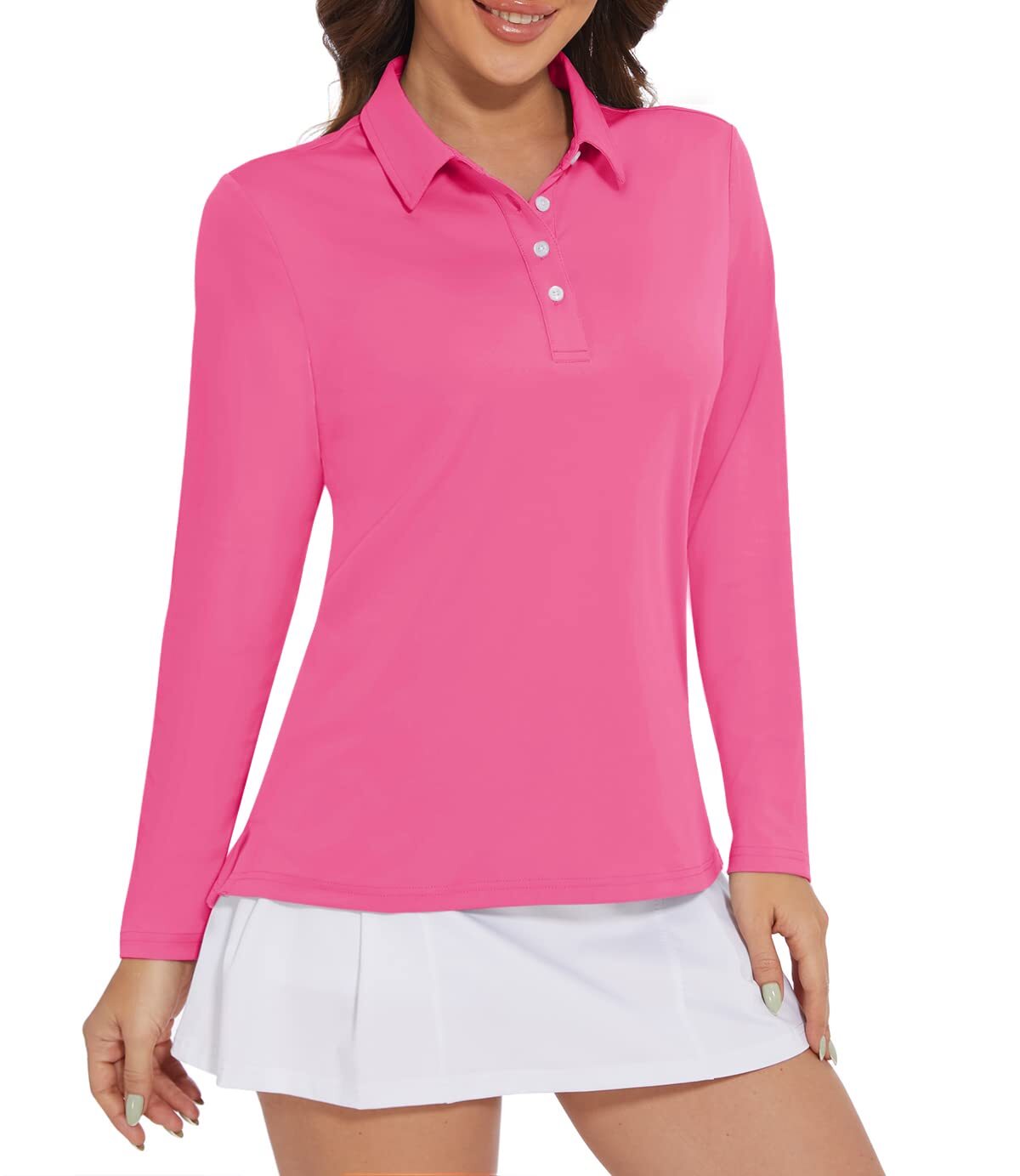 UPF50+ Women’s 4-Button Polo Shirts Quick Drying Golf Sport Performance T-Shirts
