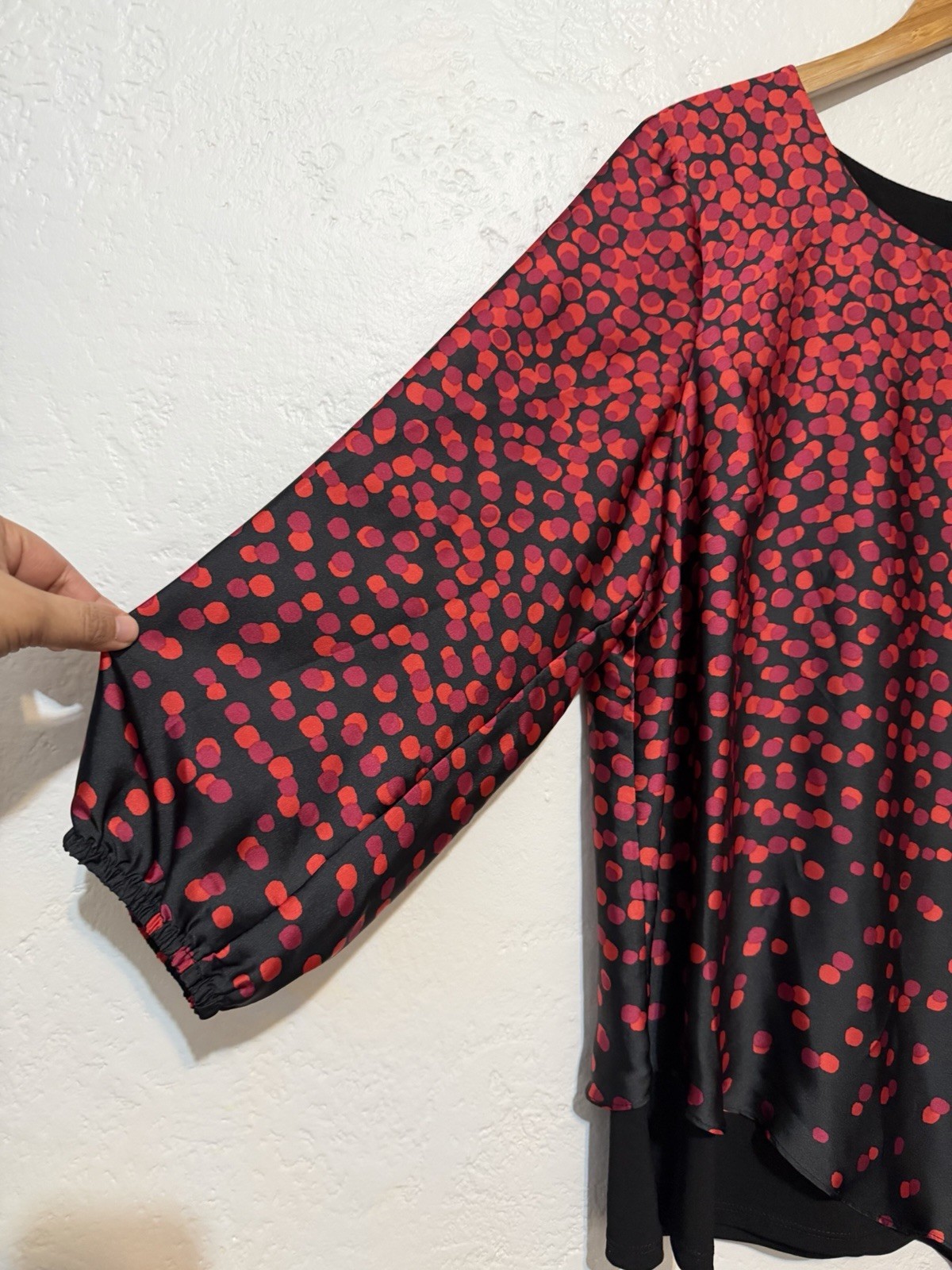 NWT ALYX Asymmetric Red Polka Dot Layered Blouse Chic Abstract Print Top XL Plus