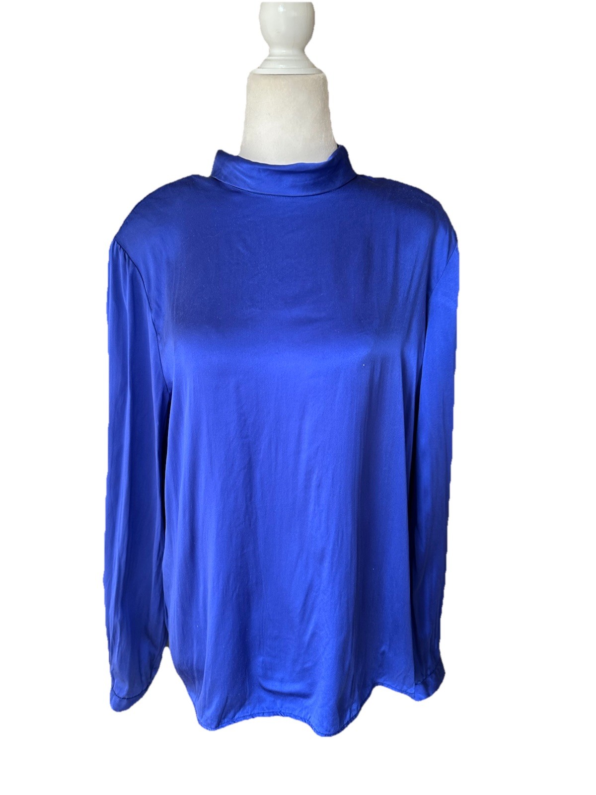 Vintage Rena Rowan for Saville 100% Silk Blouse Sz 14 Royal Blue Women’s
