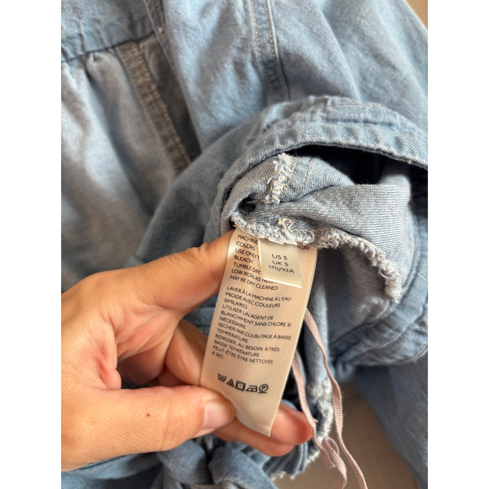 Free People Sophie Denim Wrap Crop Top Light Wash Cotton Small Y2K Tie Front