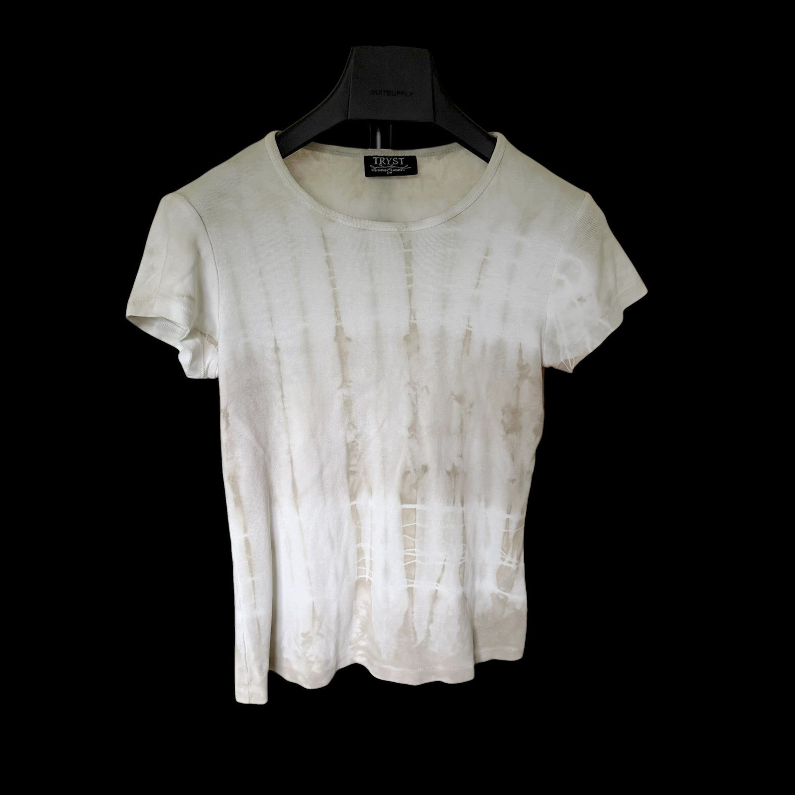 Y2K Tryst by Matthew PM Tie Dye Stripe T-Shirt Vintage Olive Cotton USA Made