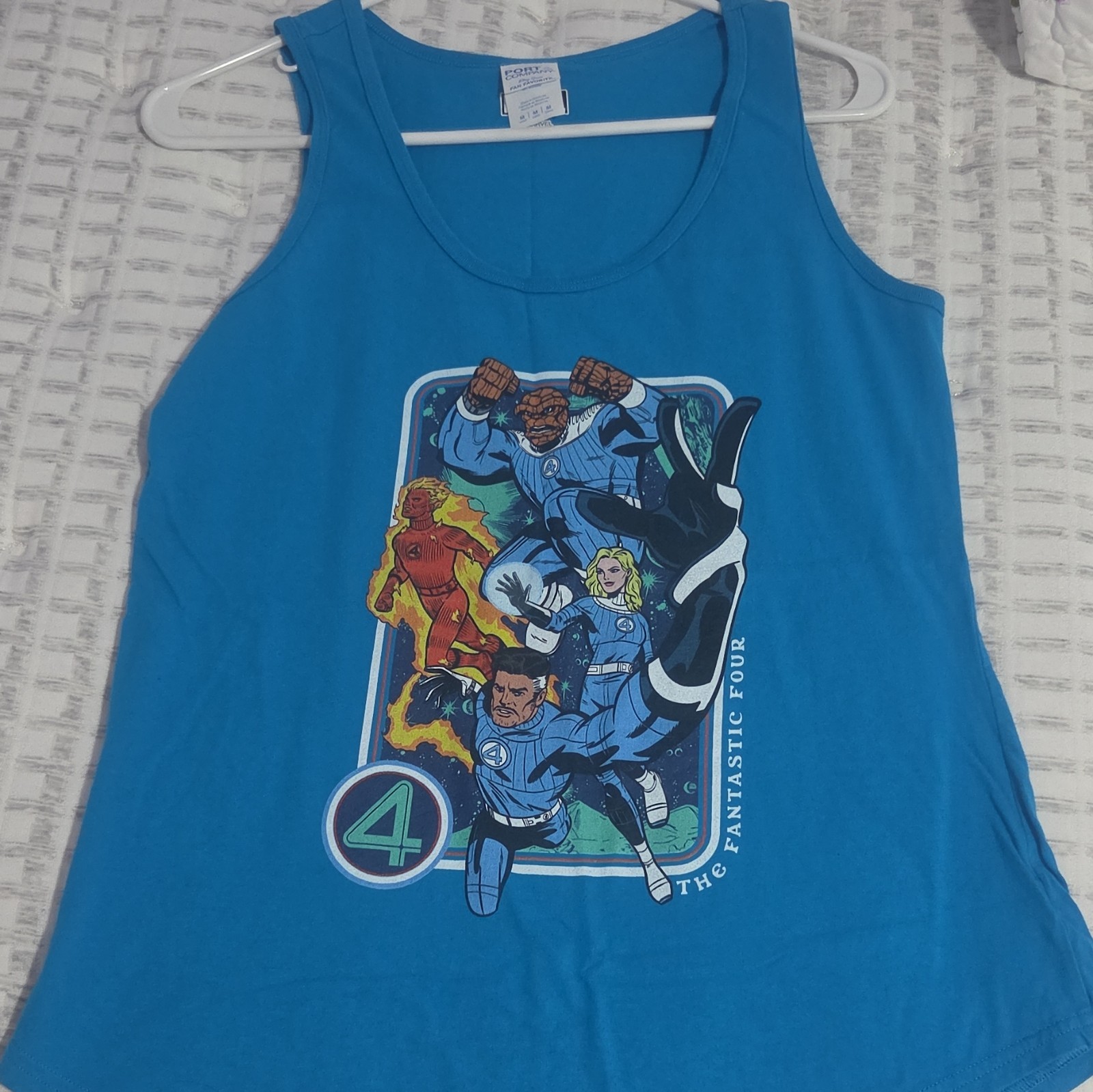 Port & Company Women’s Blue Fantastic Four Comics Graphic Tank Top, Size M