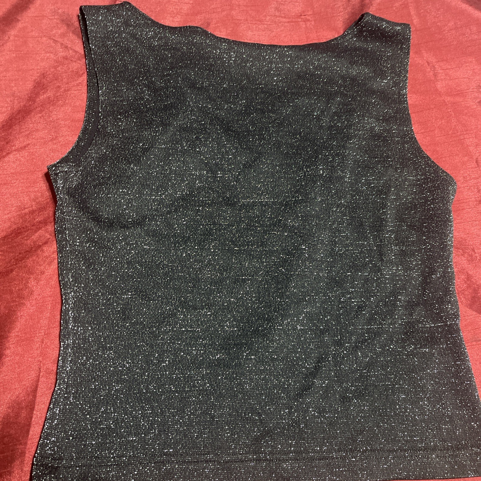 Currants Womens Color Black Glitter Top Sleeveless Size Large
