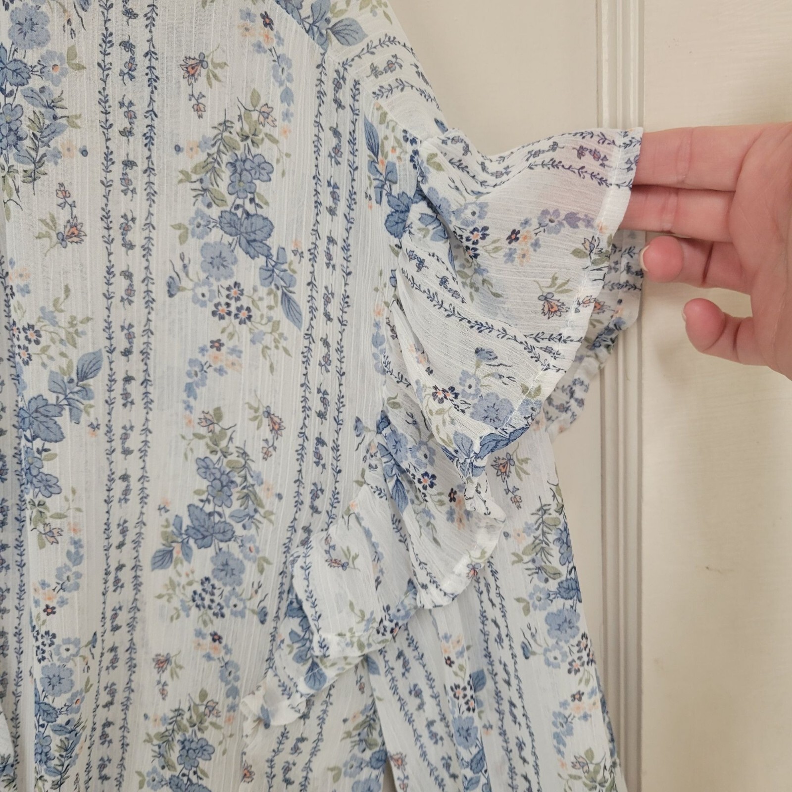 Blu Pepper women’s long sleeve peasant Victorian floral blouse medium