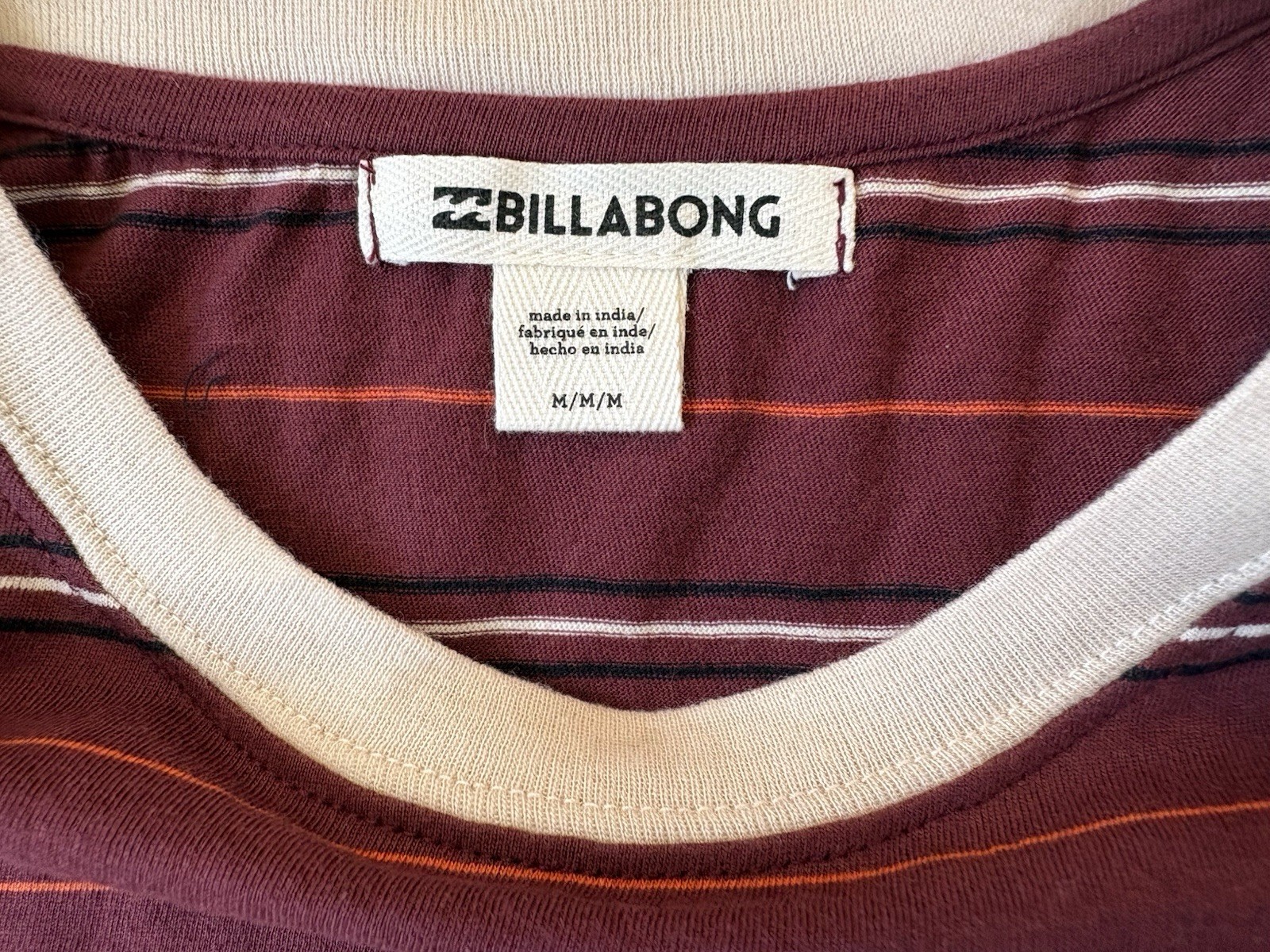 Billabong Women Soul Babe Yarn Dye T-shirt Stripes 100% Cotton Sz M NWOT
